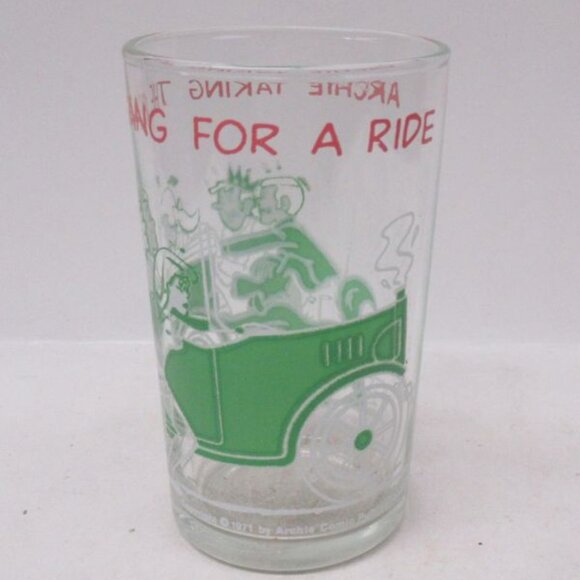 1971 ARCHIE Comic Taking the Gang For A Ride 4 1/4 In High Glass Juice Tumbler - Picture 3 of 5